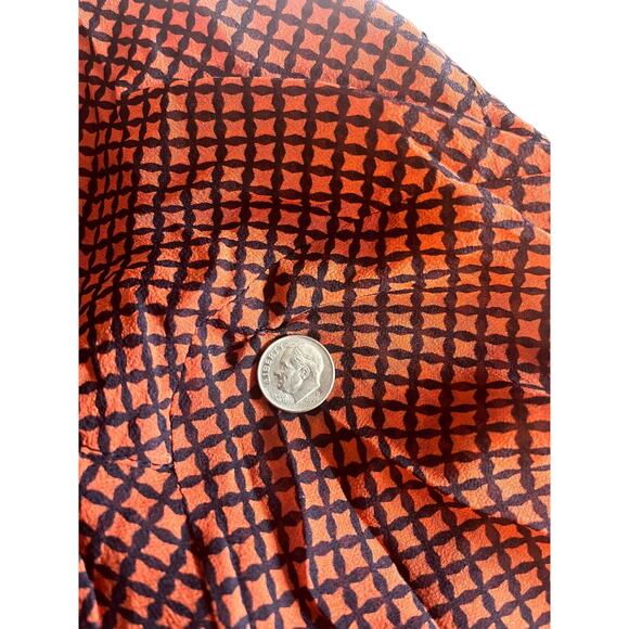 CLAUDIA STRATER Silk Tunic Argyle Diamond Red Blue Long Sleeves V-Neck EU 36 EUC - Picture 7 of 9